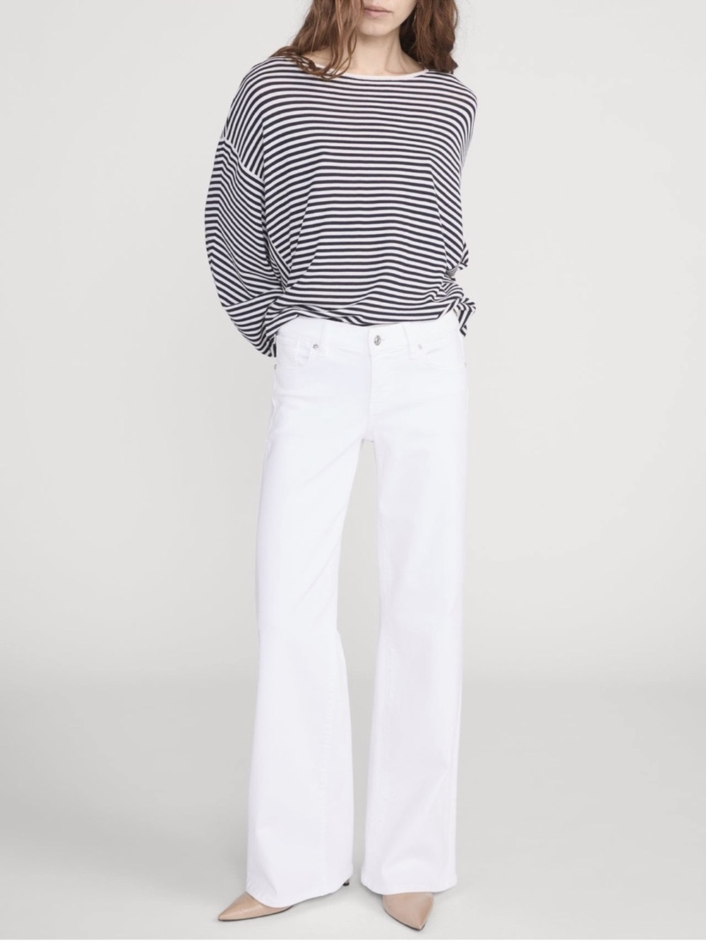 FRAME Low Rise Le Slim Palazzo Wide Leg Jeans White Size 30 NWT